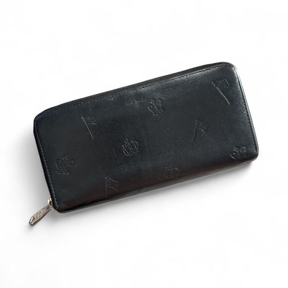 Paul Smith (Authentic) Unisex Black Leather Drawing Round Zip Long Wallet - Picture 1 of 8
